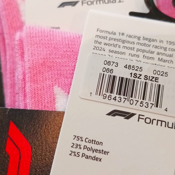 Formula 1 x PacSun Crew Socks, OneSize, Pink. - Picture 3 of 3